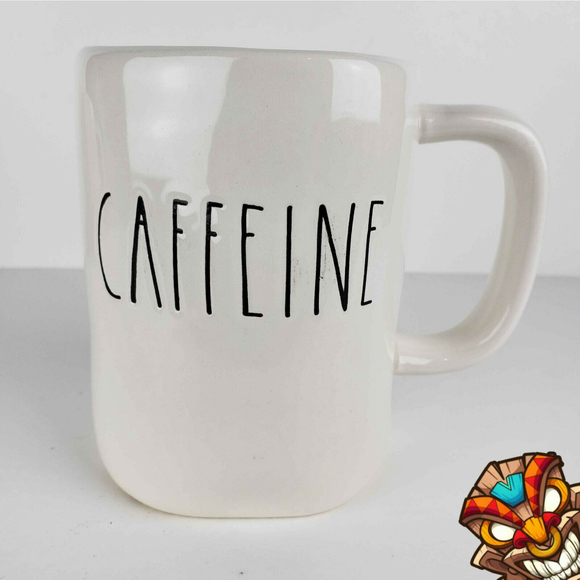 Rae Dunn Oversized Coffee Mug CAFFEINE By Magenta Ivory & Black LNC - Picture 1 of 6